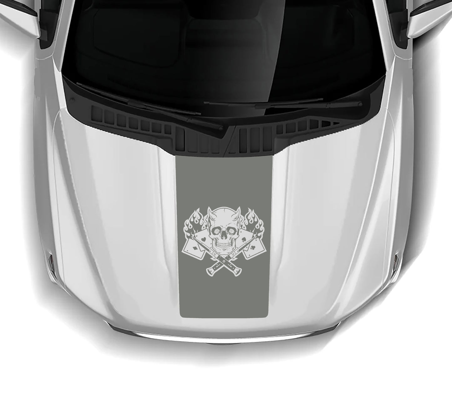 Gambler skull hood decal for ford f 150 2021-2023 models gray