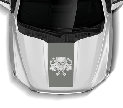 Gambler skull hood decal for ford f 150 2021-2023 models gray