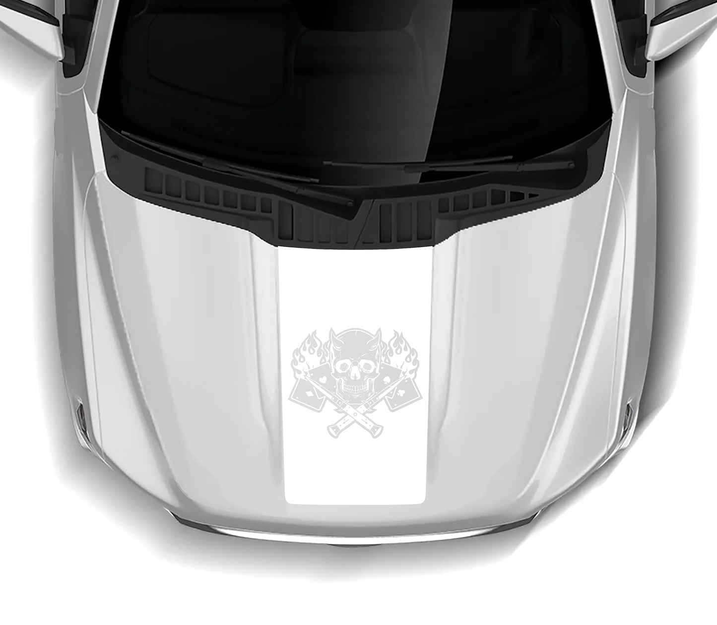 Gambler skull hood decal for ford f 150 2021-2023 models white