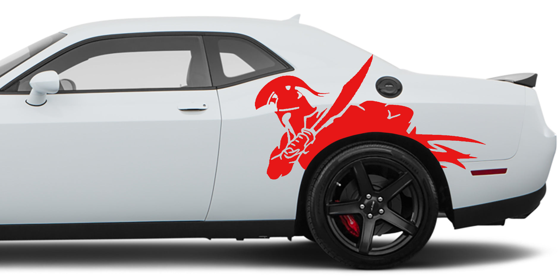 gladiator warrior side decals for dodge challenger 2008 to 2023 models red