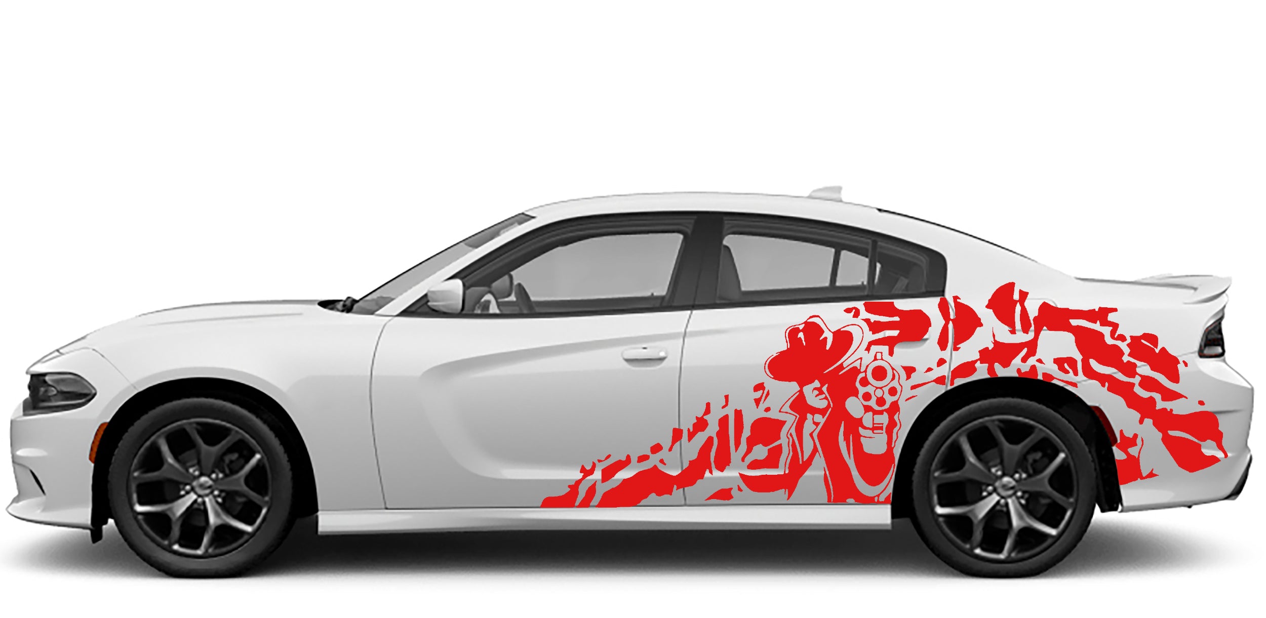 Gun man sode decals for dodge charger 2015 to 2023 models red