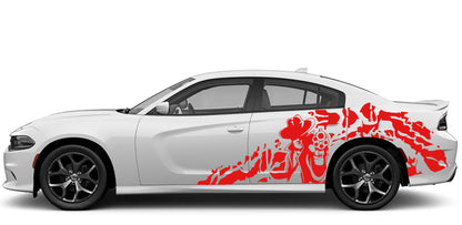 Gun man sode decals for dodge charger 2015 to 2023 models red