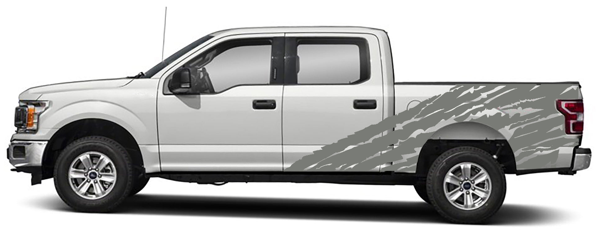 half side torn side graphics for ford f 150 2015 2020 models gray