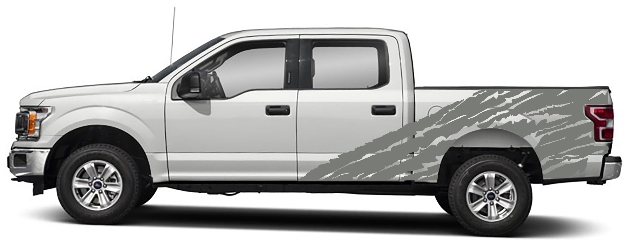 half side torn side graphics for ford f 150 2015 2020 models gray