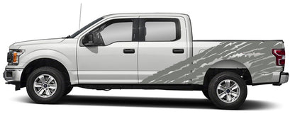 half side torn side graphics for ford f 150 2015 2020 models gray