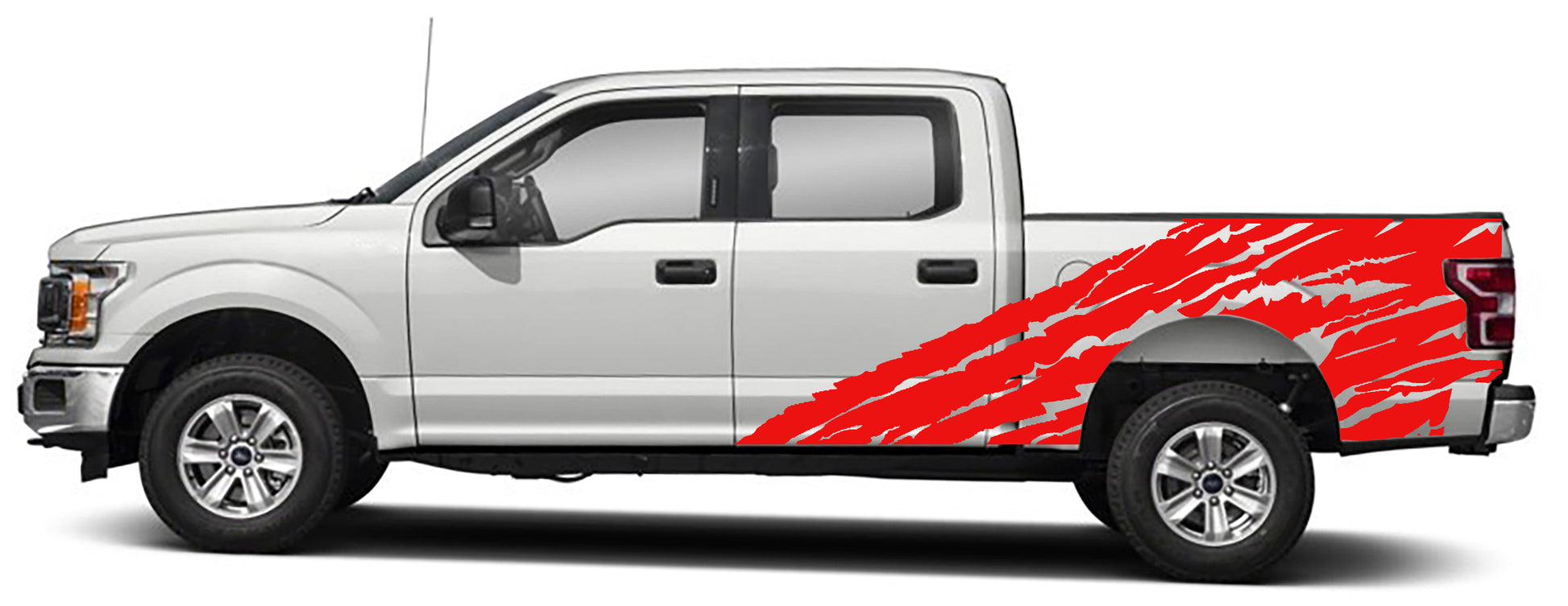 half side torn side graphics for ford f 150 2015 2020 models red