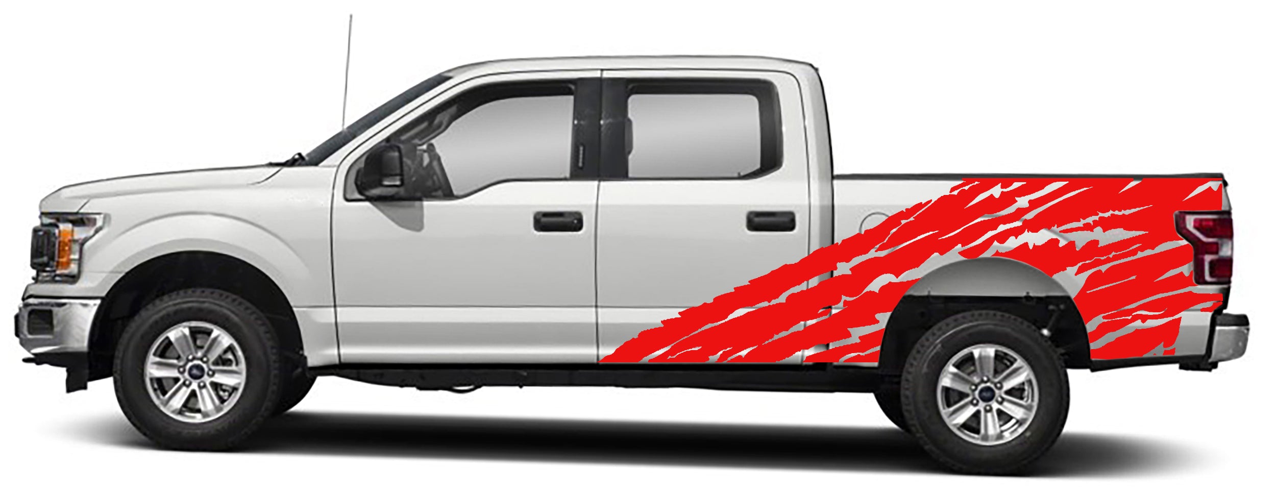half side torn side graphics for ford f 150 2015 2020 models red