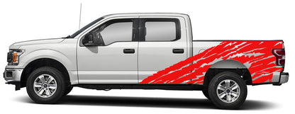 half side torn side graphics for ford f 150 2015 2020 models red