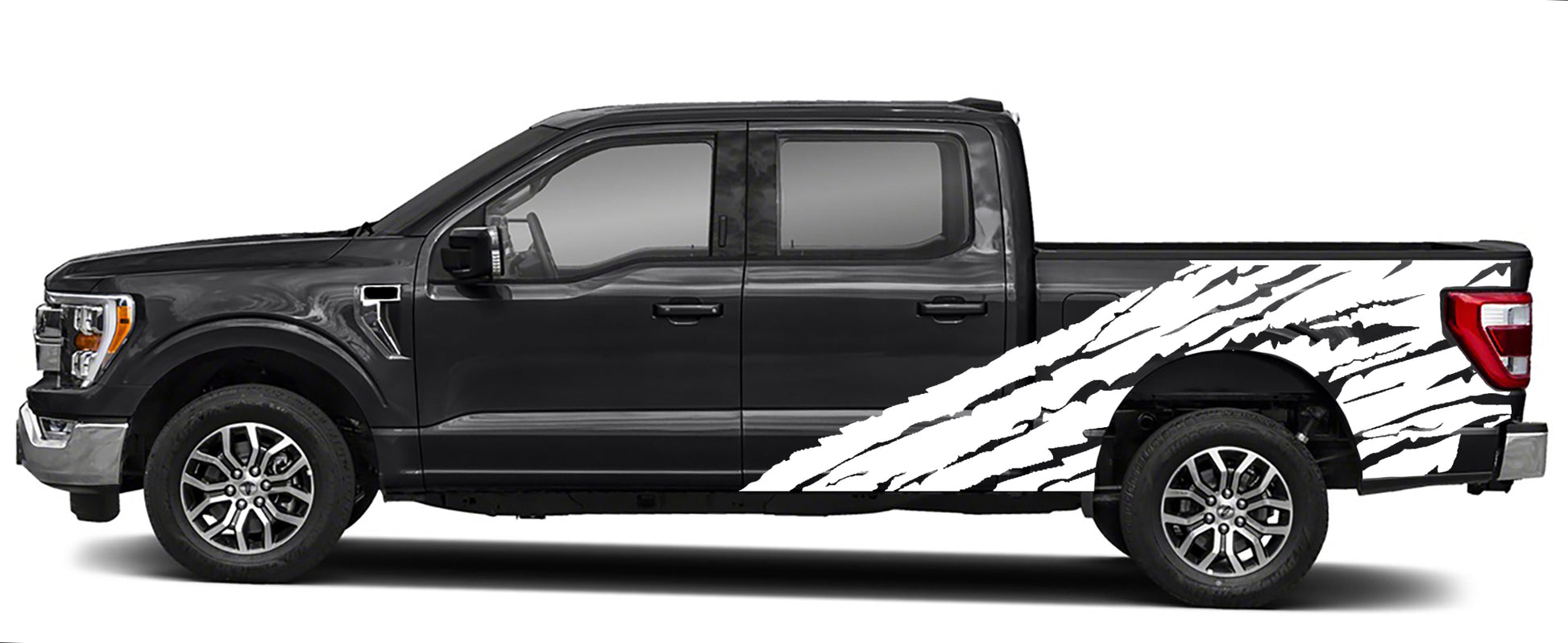 half side torn vinyl graphics for ford f 150 2021 to 2023 models white