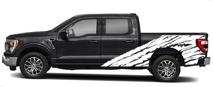 half side torn vinyl graphics for ford f 150 2021 to 2023 models white