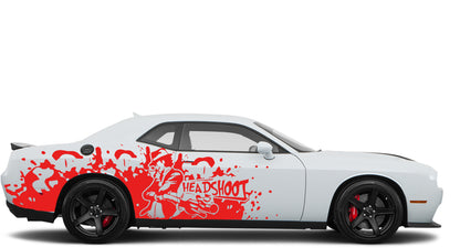 head shoot side decals for dodge challenger 2008 to 2023 models red