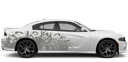 head shoot side decals for dodge charger 2015 to 2023 models gray