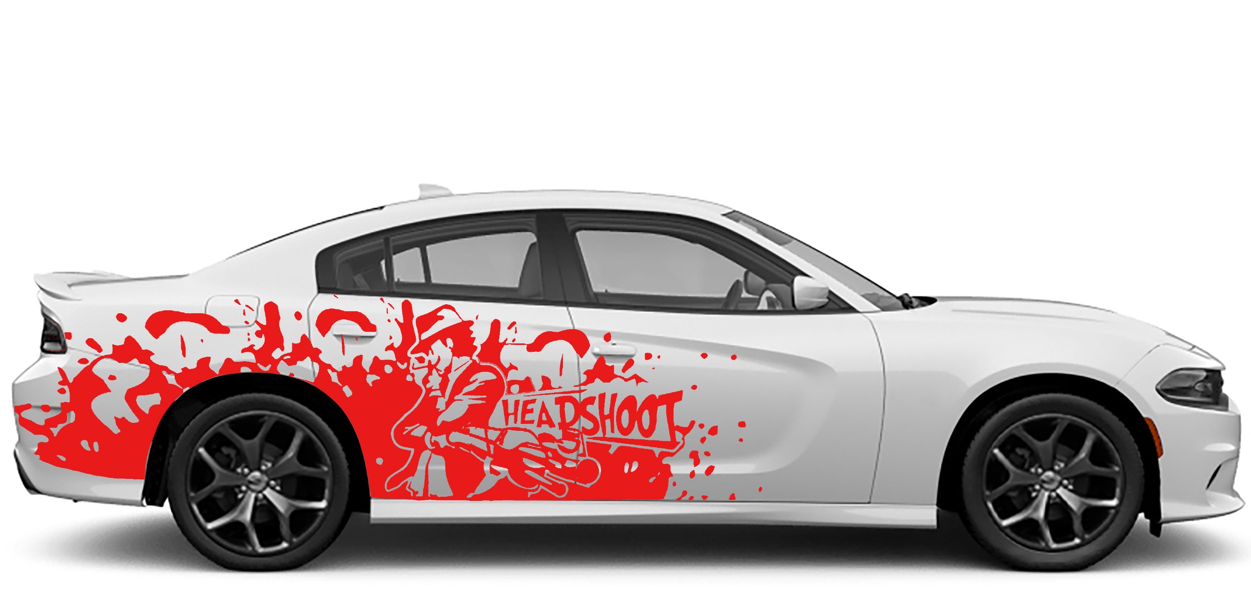 head shoot side decals for dodge charger 2015 to 2023 models red