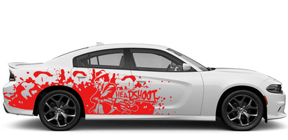 head shoot side decals for dodge charger 2015 to 2023 models red