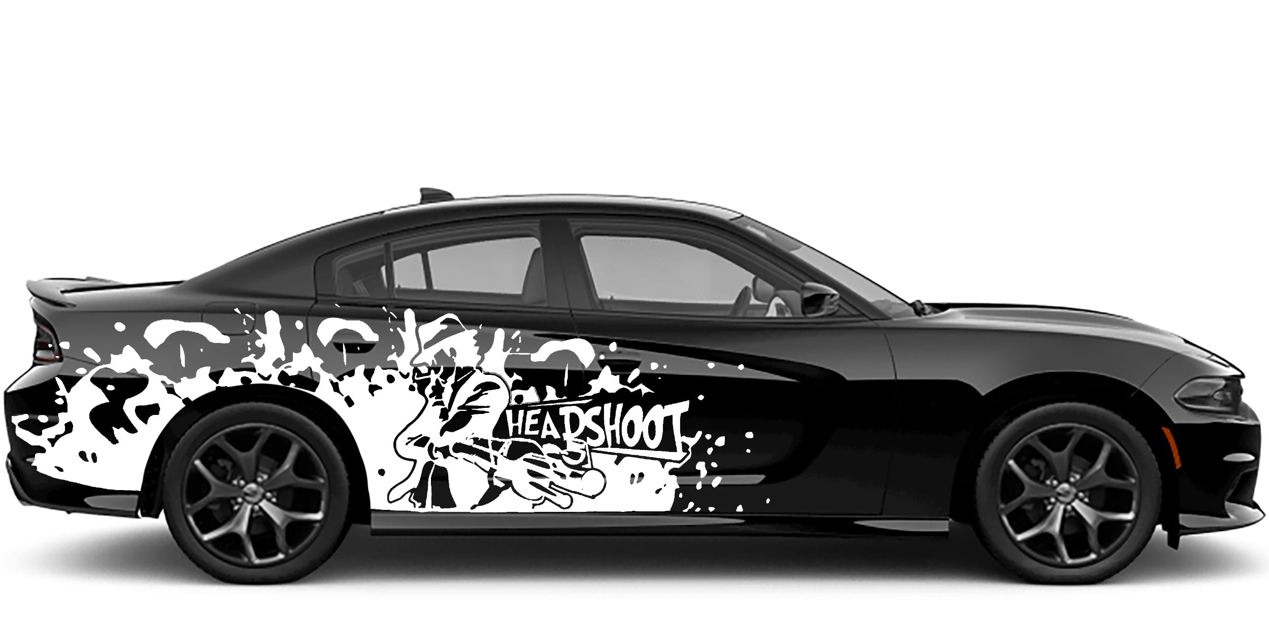 head shoot side decals for dodge charger 2015 to 2023 models white