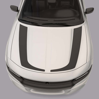 white car with matte black Hockey Stick Hood Stripes