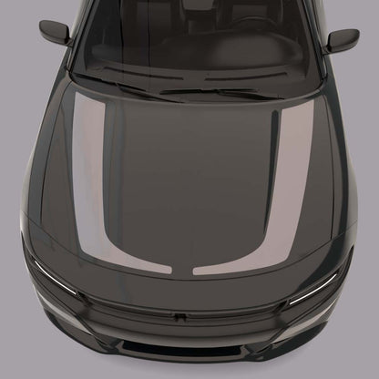 black car with gray Hockey Stick Hood Stripes