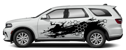 Dodge Durango HoneyComb Grunge Side Decals (Pair) : Vinyl Graphics Kit Fits (2021-2023)