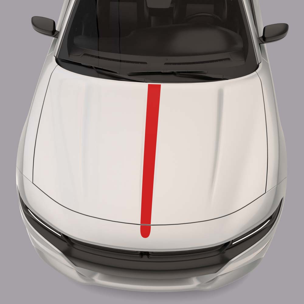Hood Centre Accent Stripes white car with red stripes