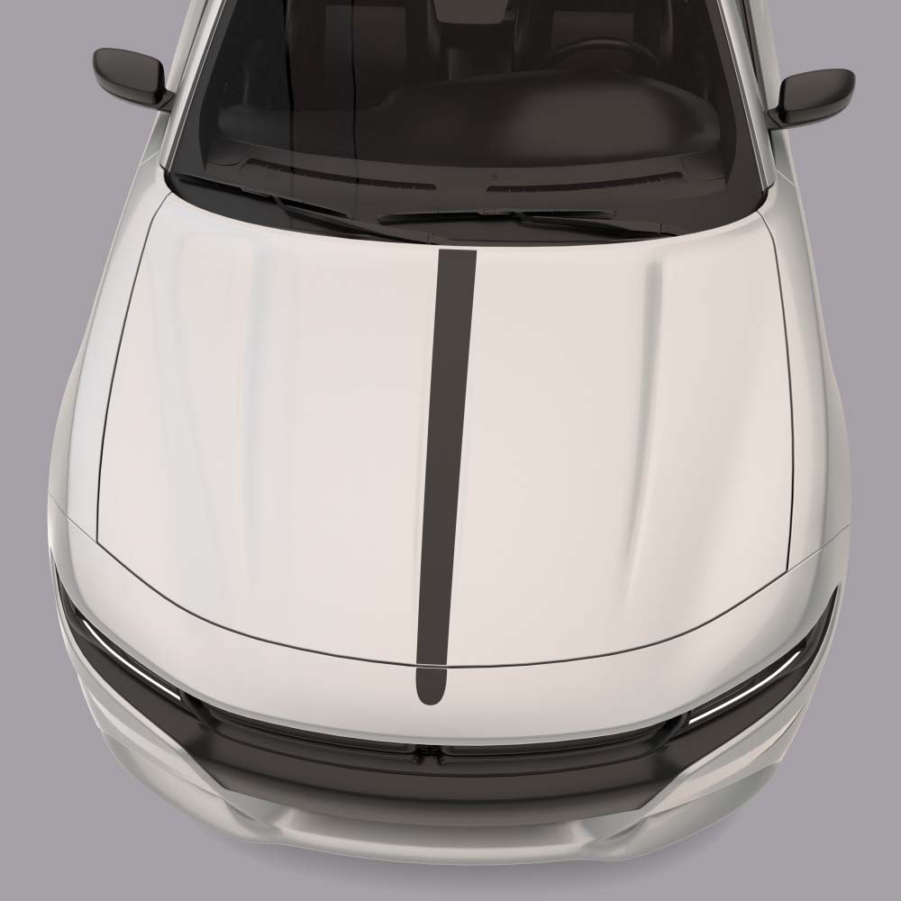 Hood Centre Accent Stripes white car with black stripes