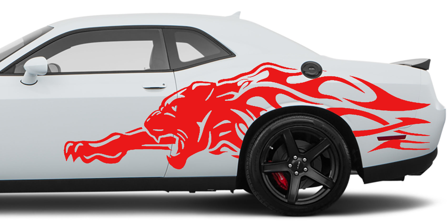 Jaguar side decals for dodge challenger 2008 to 2023 models red
