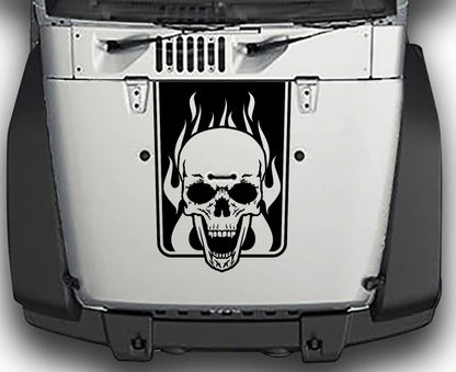 Jeep Wrangler JK Skull and Flames Hood Decal : Vinyl Graphics Kit fits (2007-2018)