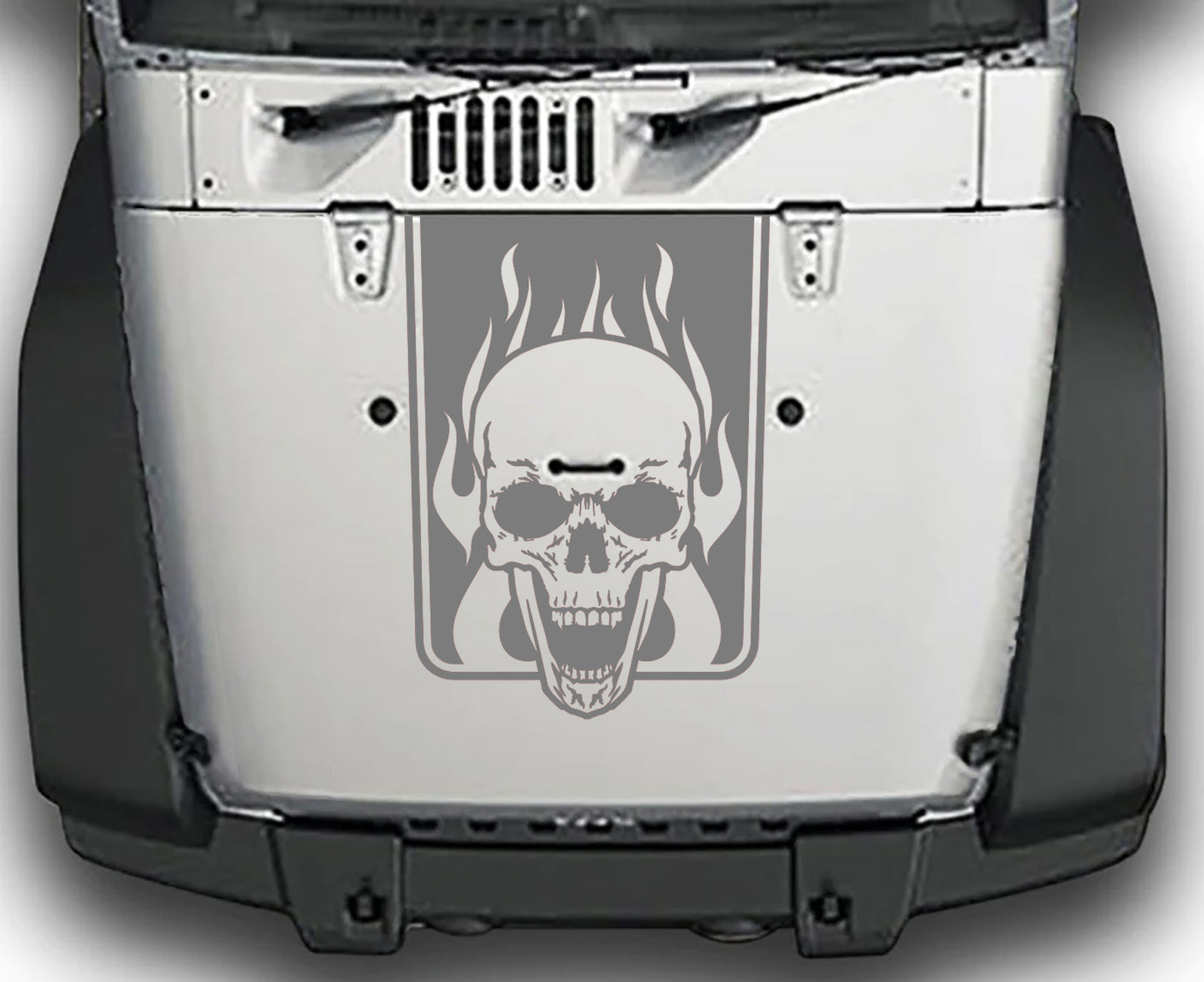 Jeep Wrangler JK Skull and Flames Hood Decal : Vinyl Graphics Kit fits (2007-2018)