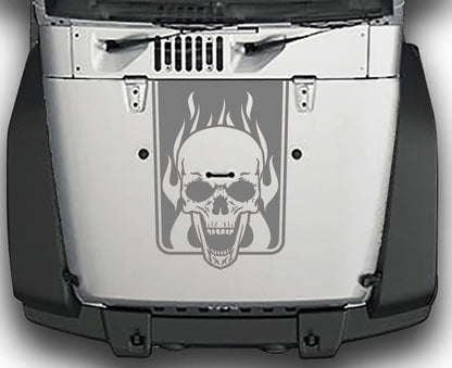Jeep Wrangler JK Skull and Flames Hood Decal : Vinyl Graphics Kit fits (2007-2018)
