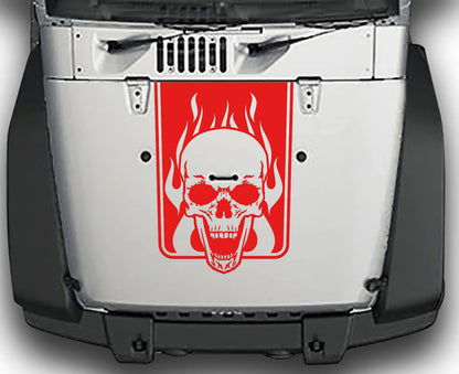Jeep Wrangler JK Skull and Flames Hood Decal : Vinyl Graphics Kit fits (2007-2018)