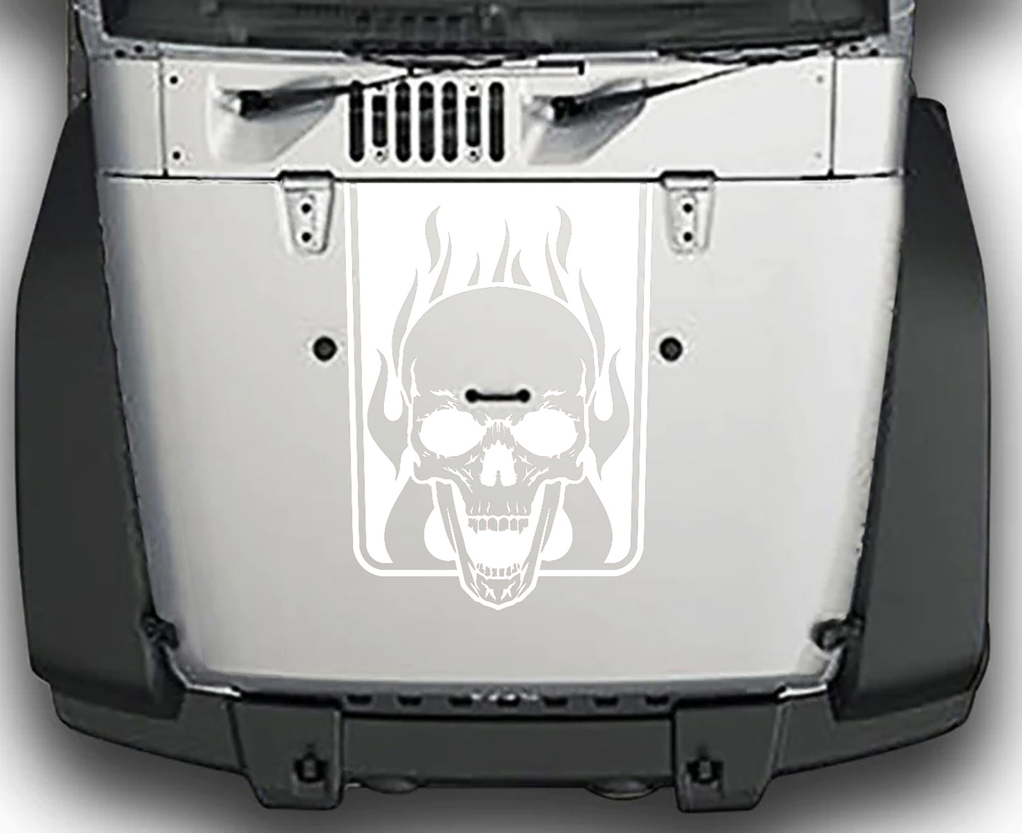 Jeep Wrangler JK Skull and Flames Hood Decal : Vinyl Graphics Kit fits (2007-2018)