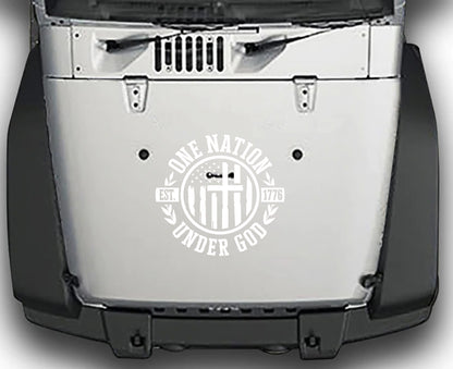 Jeep Wrangler JK One Nation Hood Decal : Vinyl Graphics Kit fits (2007-2018)