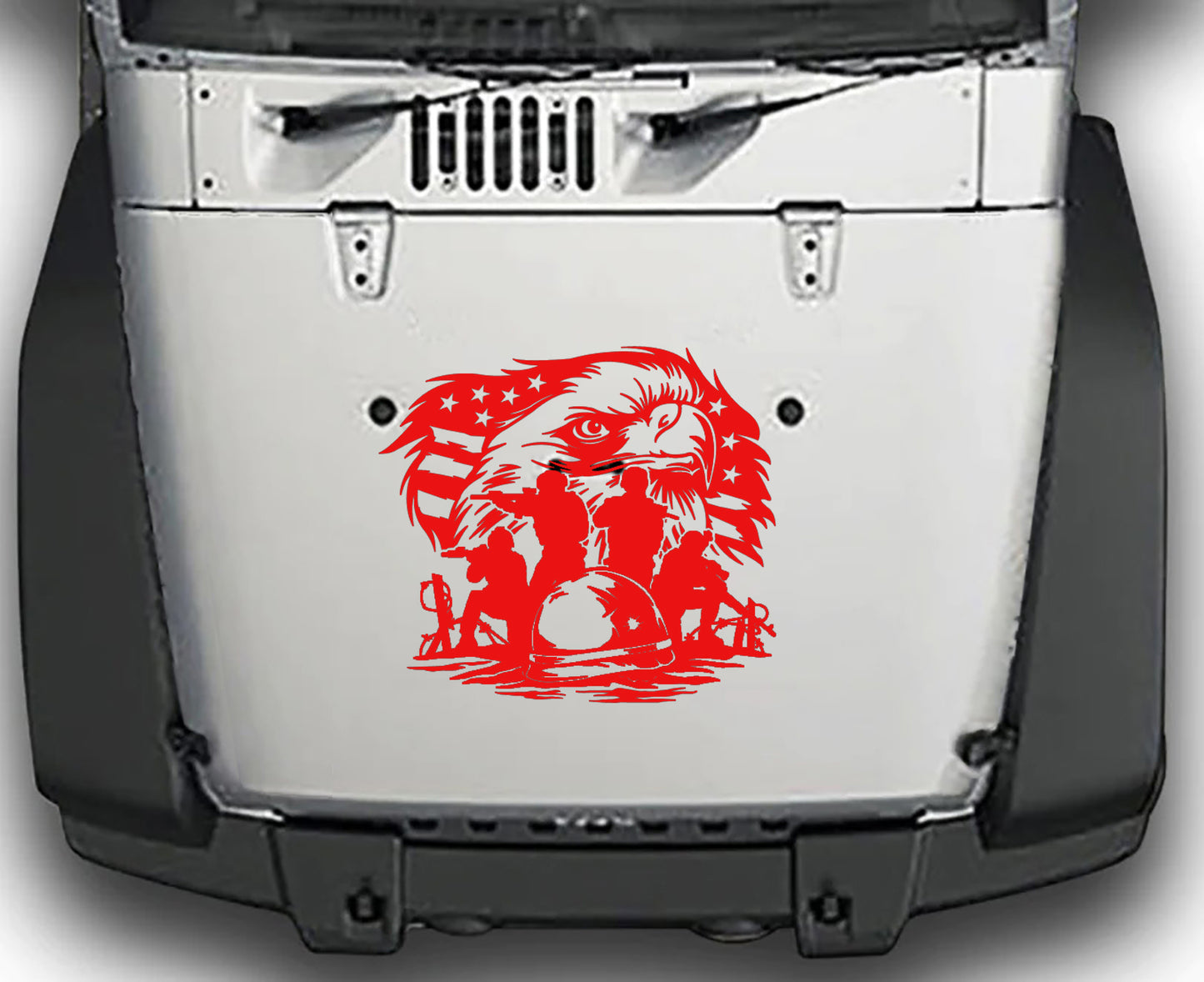 Jeep Wrangler JK Battlefield Soldiers Hood Decal : Vinyl Graphics Kit fits (2007-2018)
