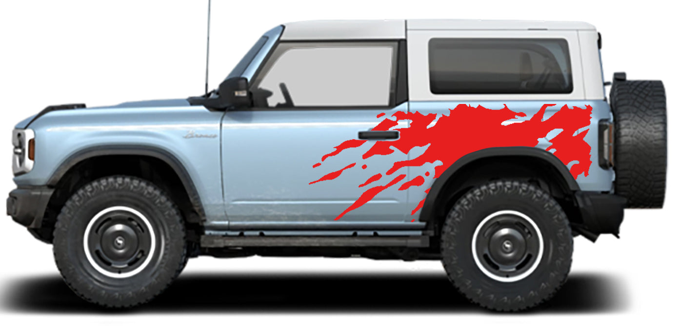 mud splash side decals for ford bronco2 door red