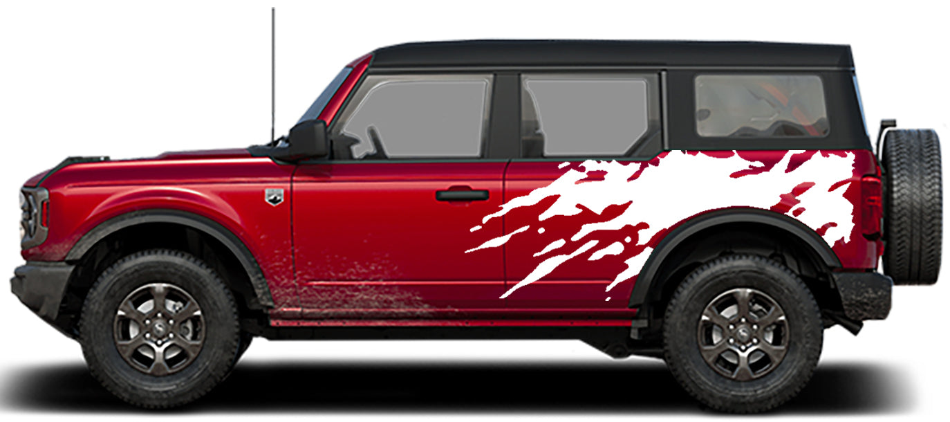 mud splash side decals for ford bronco 4 door white