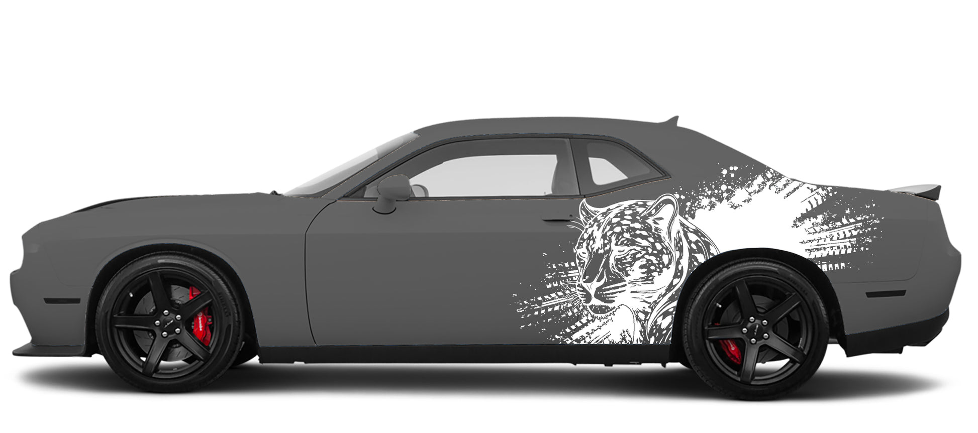 leopard side splash graphics for dodge challenger 2008 to 2023 models white