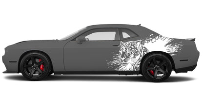 leopard side splash graphics for dodge challenger 2008 to 2023 models white
