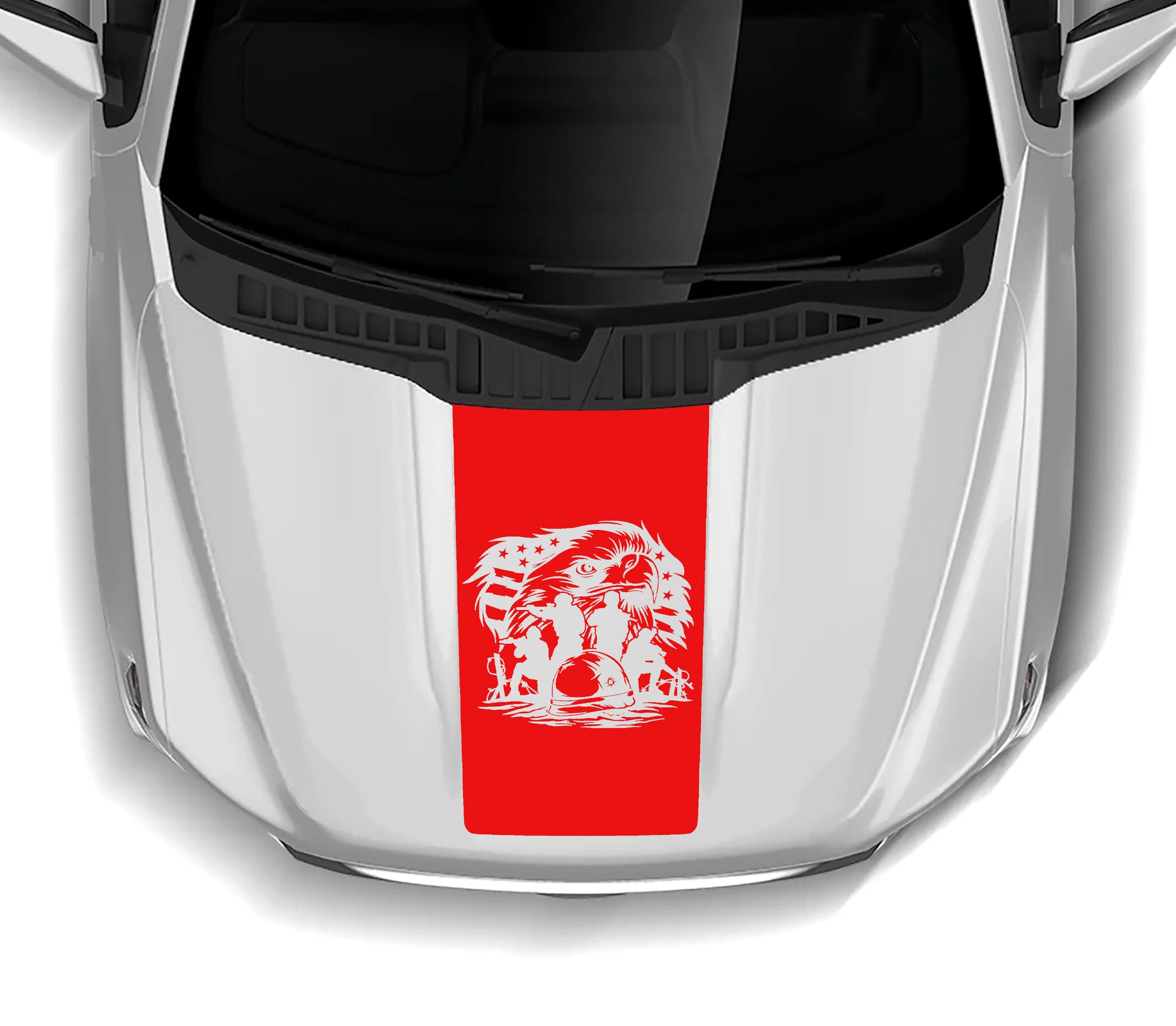 merica battle soldiers patriot flag hood decal for ford f 150 2021 to 2023 models red
