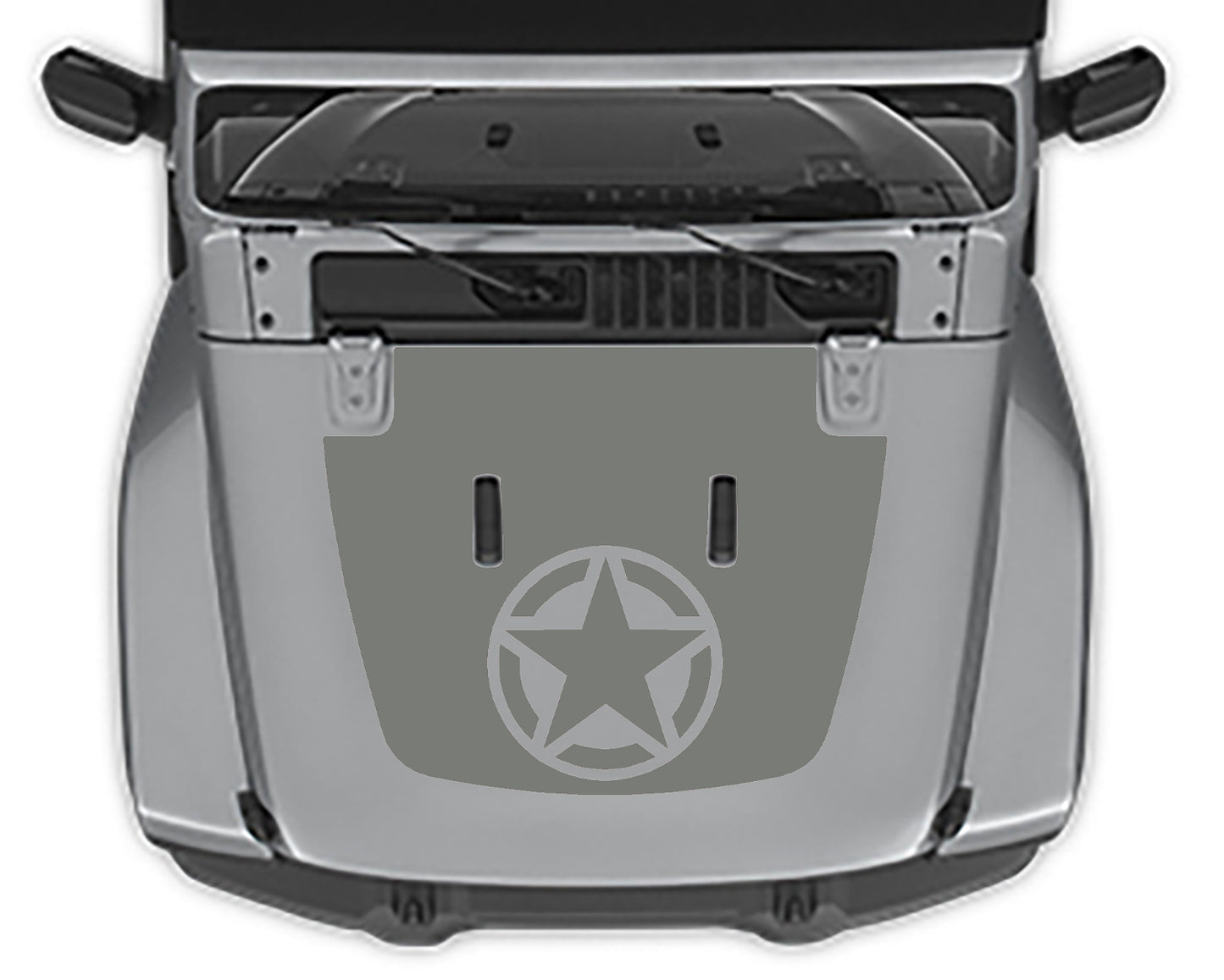 Jeep Wrangler JL Military Star Hood Decal : Vinyl Graphics Kit fits (2018-2023)