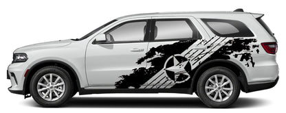 Dodge Durango Military Star Splash Side Decals (Pair) : Vinyl Graphics Kit Fits (2021-2023)