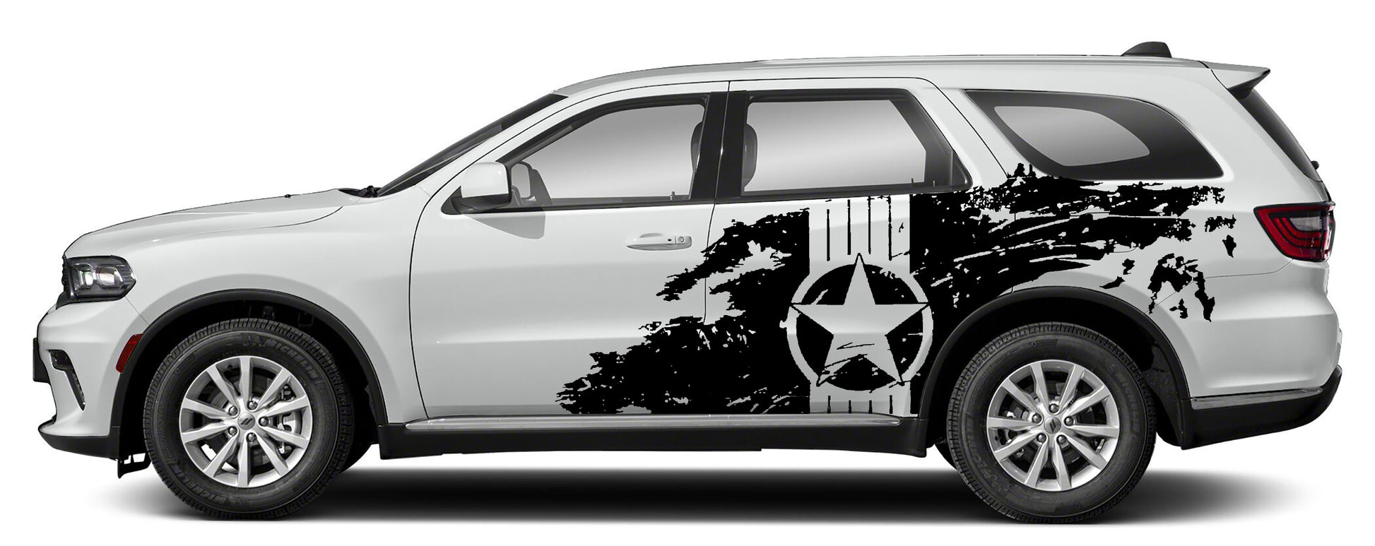 Dodge Durango Military Star Splash Side Decals (Pair) : Vinyl Graphics Kit Fits (2021-2023)