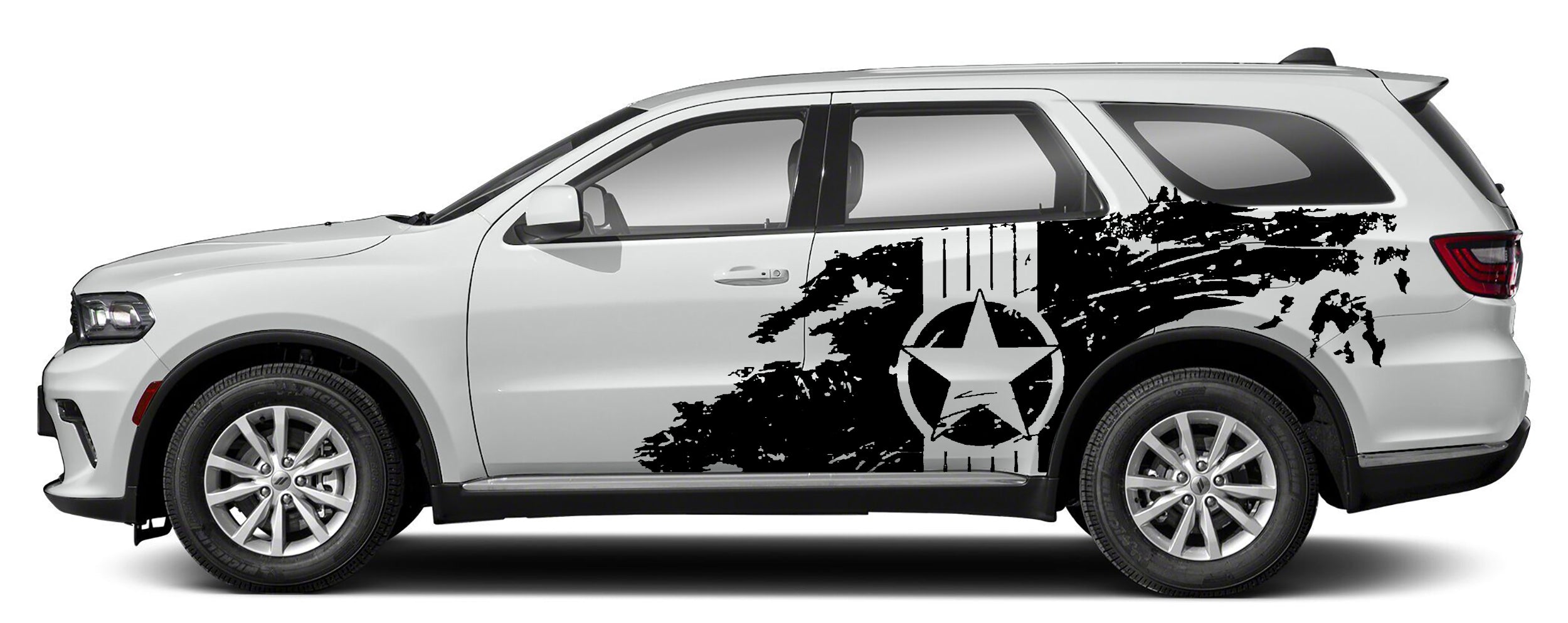 Dodge Durango Military Star Splash Side Decals (Pair) : Vinyl Graphics Kit Fits (2021-2023)