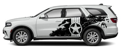 Dodge Durango Military Star Splash Side Decals (Pair) : Vinyl Graphics Kit Fits (2021-2023)