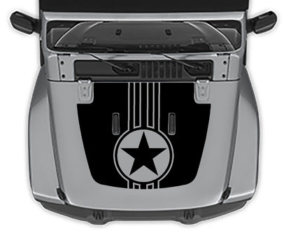 Military Star Stripe 2 Hood Decal Jeep Wrangler Jl black