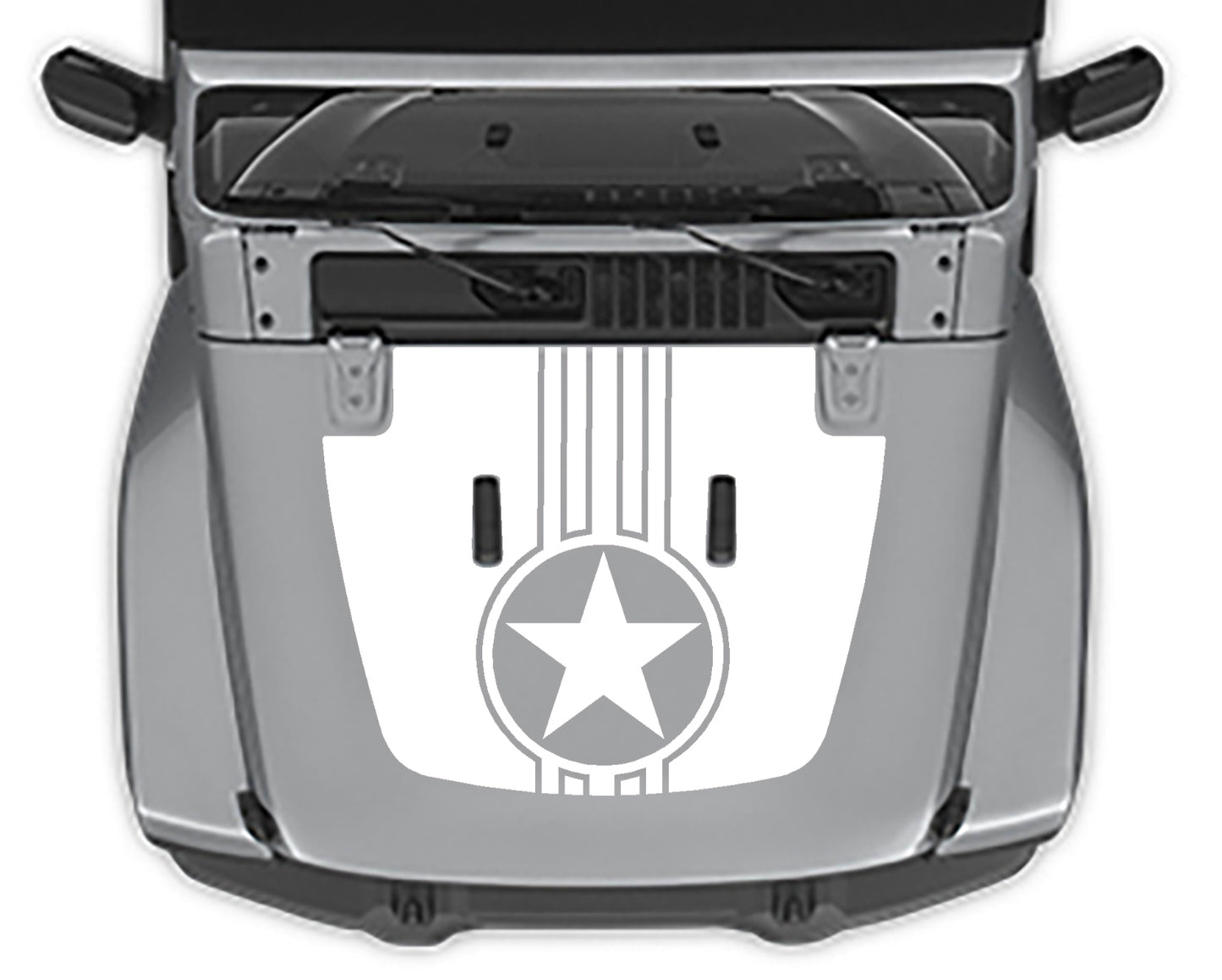 Military Star Stripe 2 Hood Decal Jeep Wrangler Jl  white