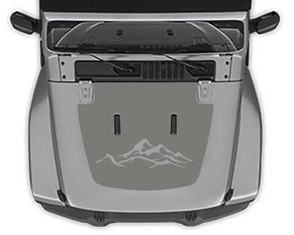 Jeep Wrangler Jl hood Blackout Mountain Decal gray