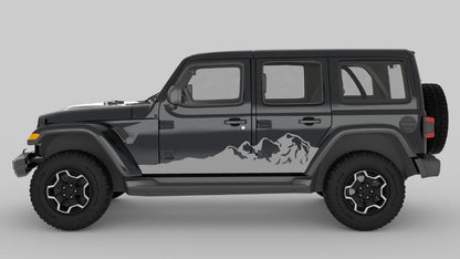 Gray Side Mountain Stripes Graphics & Decals on Black Jeep Wrangler JL