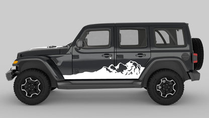 White Side Mountain Stripes Graphics & Decals on Black Jeep Wrangler JL