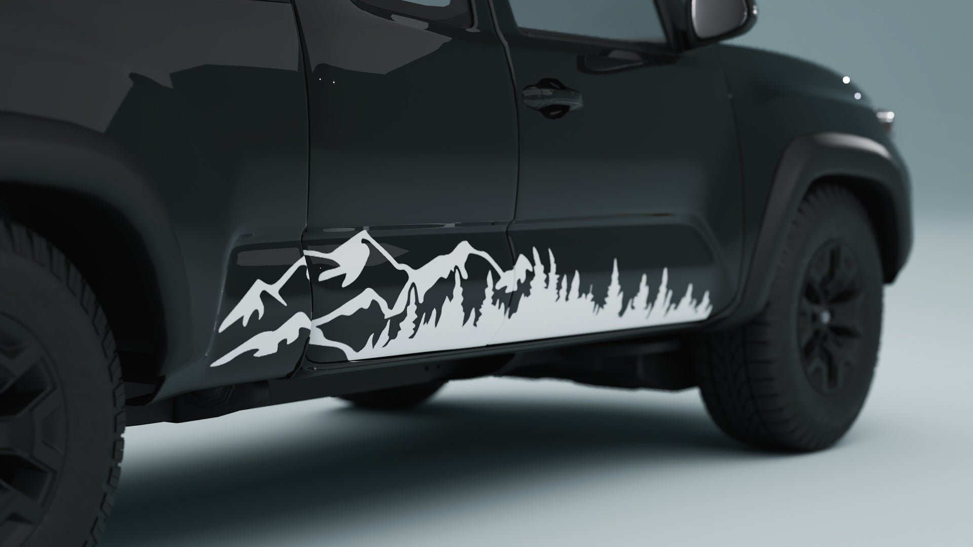 Mountain and Trees Rocker Panel decals graphics for Toyota Tundra
