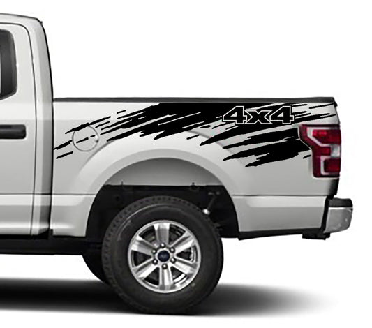 Ford F-150 Mud Slinger 4x4 Bed Decals (Pair) : Vinyl Graphics Kit Fits (2015-2020)