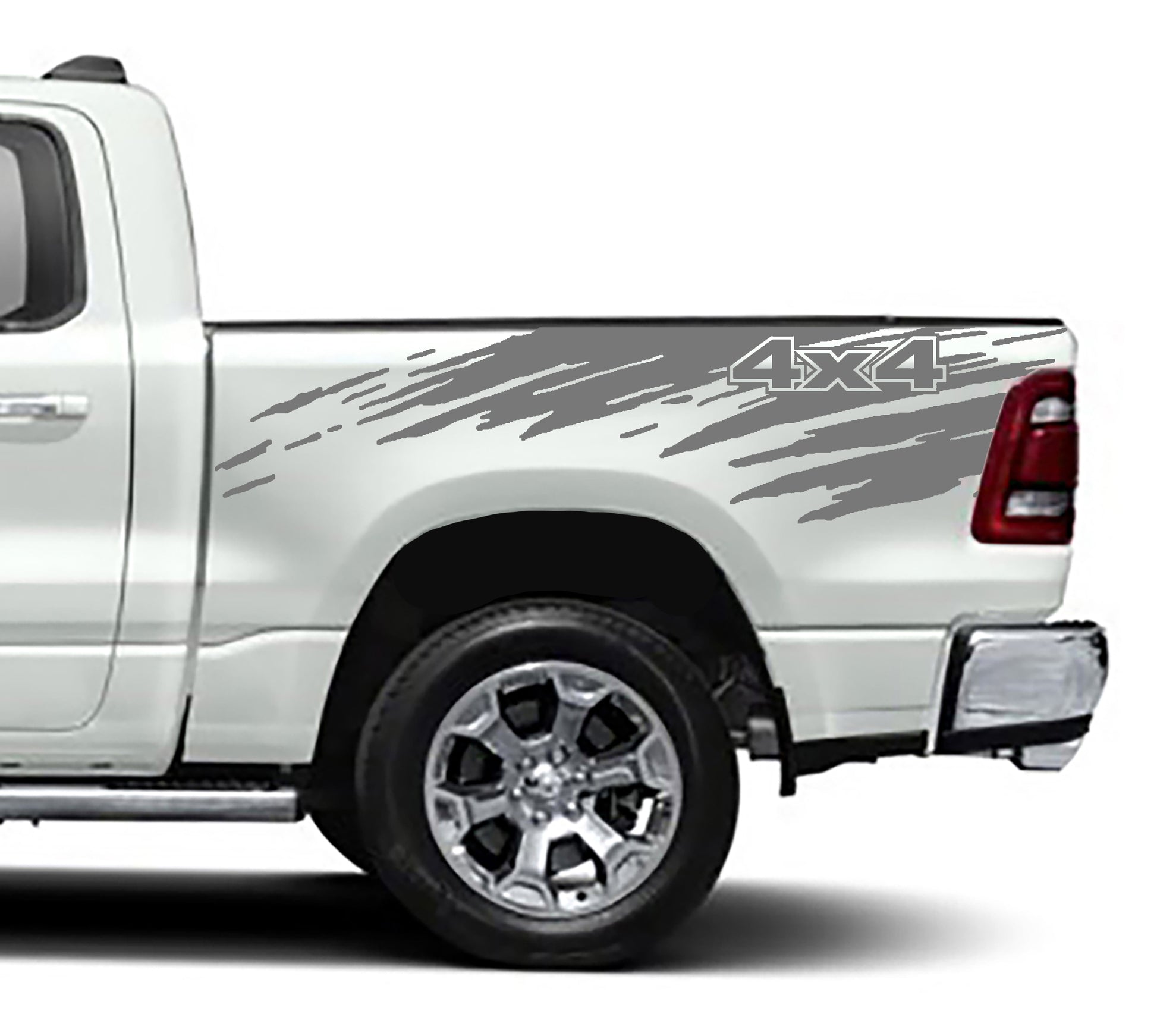 mud slinger 4x4 bed graphics for dodge ram 2018 to 2023 models gray